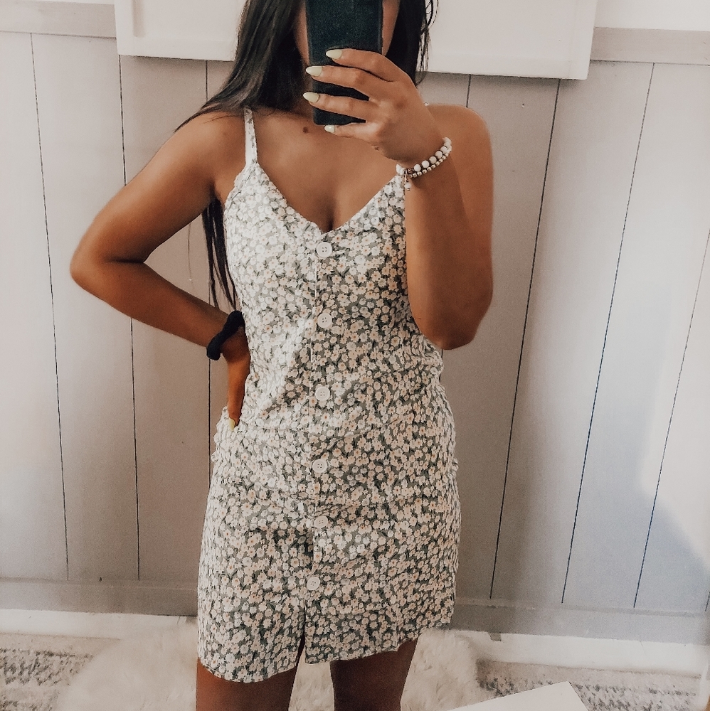Button Ditsy Summer Dress